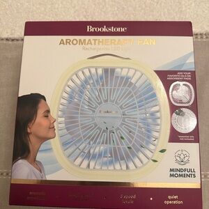 Brookstone White Aromatherapy Fan with Rechargeable LED